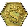 Image 1 : GUATEMALA, Pochuta, brass hexagonal ½ real token, ca. late 1800s, San Carlos / Wyld Hermanos, PCGS M