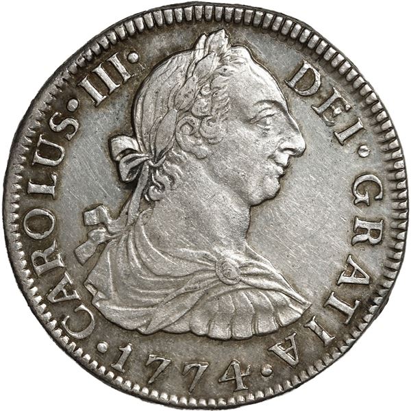 MEXICO, Mexico City, bust 2 reales, Charles III, 1774 FM.
