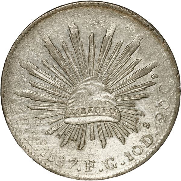 MEXICO, Hermosillo, cap-and-rays 8 reales, 1887 FG.