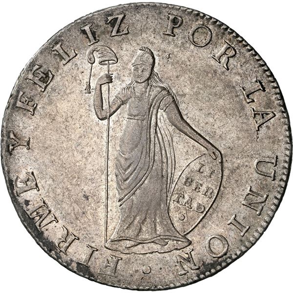 PERU, Cuzco, 8 reales, 1826 G, NGC AU details / rev cleaned, ex-Almenara.