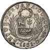 Image 2 : PERU, Cuzco, 8 reales, 1831 G, NGC UNC details / rev cleaned, ex-Almenara.