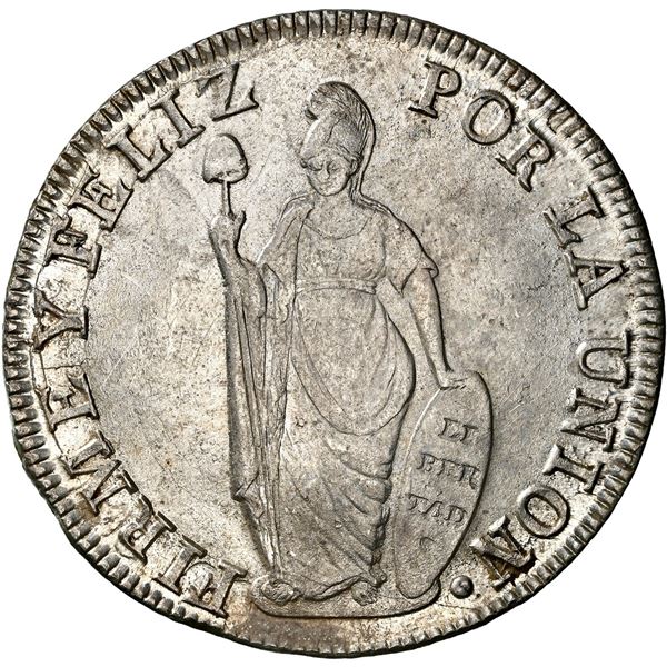 PERU, Lima, 8 reales, 1835 MT, NGC UNC details / obv cleaned, ex-Almenara.