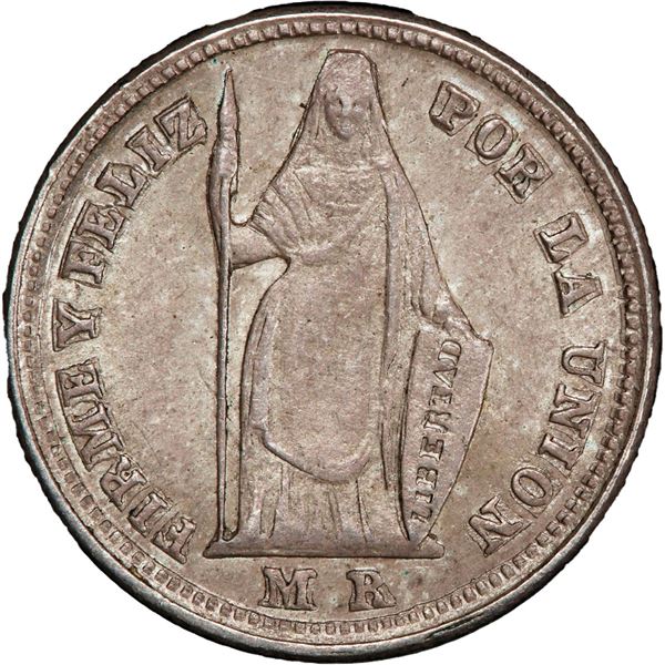 PERU, Lima, ½ real, 1858 MB, PCGS MS64.