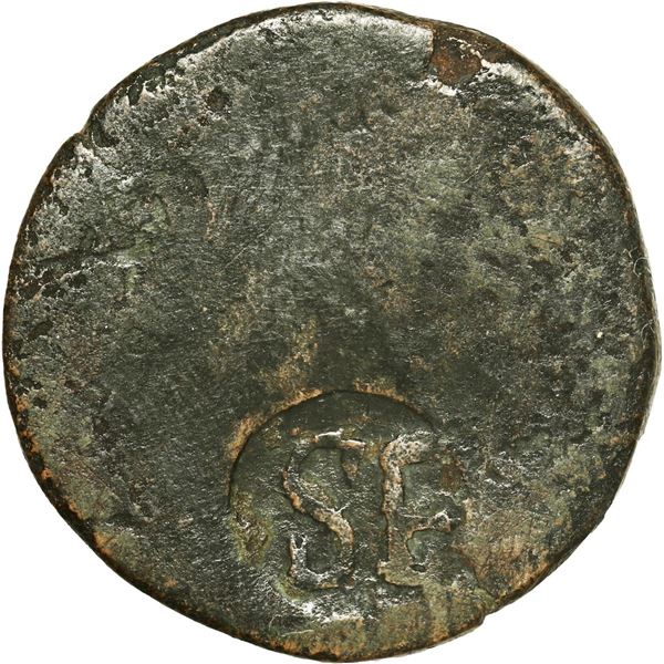 SAINT EUSTATIUS (British), unknown denomination, raised SE inside incuse circle (1809) countermark o