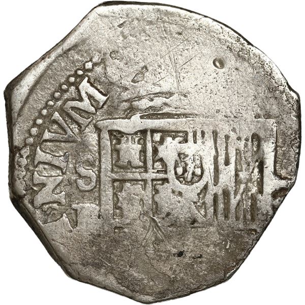 SPAIN, Seville, cob 2 reales, Philip III, assayer B, OMNIVM in legend.
