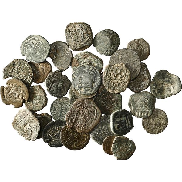 SPAIN, various mints, large lot of 33 copper 2, 4, 8, and 16 maravedís (mostly cobs), Philip III to 