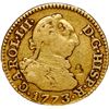 Image 1 : SPAIN, Madrid, gold bust ½ escudo, Charles III, 1773 PJ, with clover-shaped countermarks.
