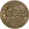 Image 1 : TOBAGO, copper "black dogg" (three halfpence), incuse TB/o countermark on a French Cayenne (Paris mi
