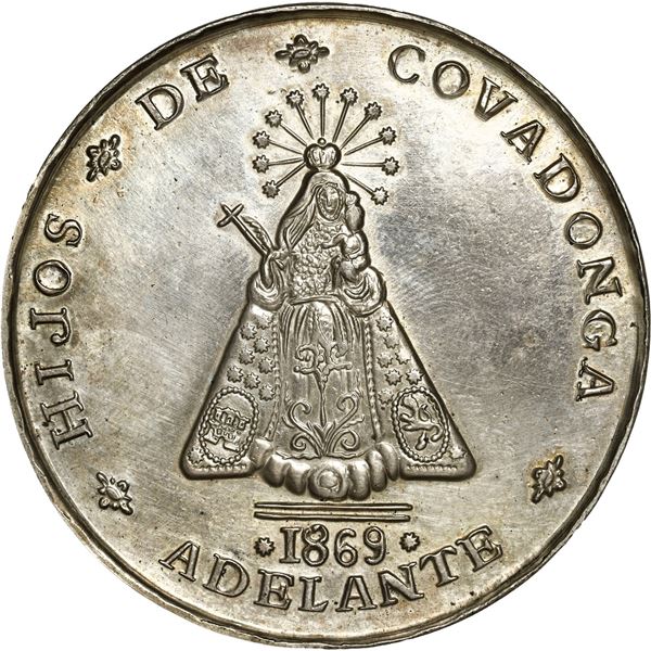CUBA (under Spain), silver medal, 1869-dated (struck ca. 1975-80), Hijos de Covadonga, ex-Roehrs.