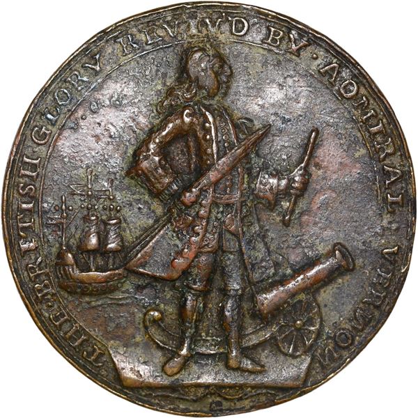 GREAT BRITAIN, copper alloy Admiral Vernon medal, 1739, Vernon and icons / Porto Bello.