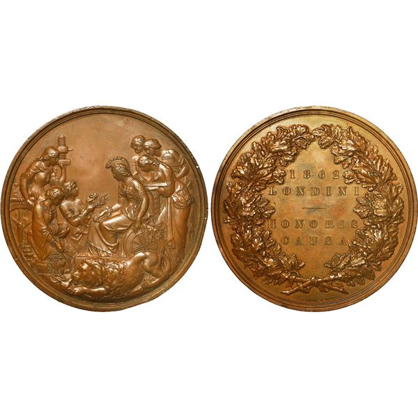 GREAT BRITAIN, large bronze medal, 1862, London International Exposition, by Leonard Wyon, struck by