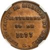 Image 2 : PERU, Lima, 1/5 sol-sized bronze medal, 1877, banknote incineration, NGC AU details / cleaned.