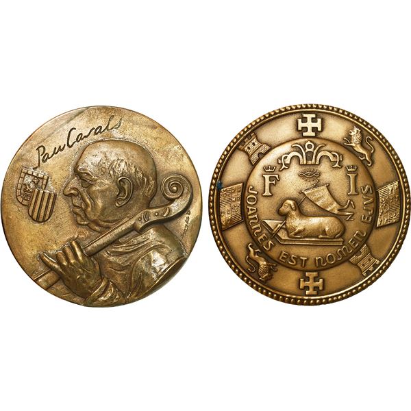 PUERTO RICO, large bronze high-relief medal, no date (1973), Pablo Casals, by MACO, ex-Roehrs.
