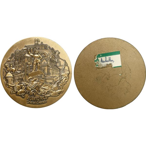 PUERTO RICO, large bronze uniface medal, 1980, Puerto Rico - Isla Encanta, ex-Roehrs.