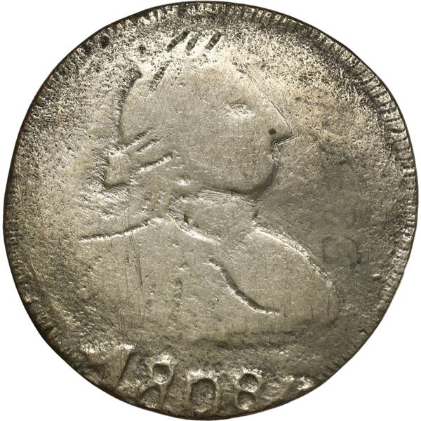 URUGUAY, Montevideo, cast and chased silver proclamation medal, Ferdinand VII (bust of Charles IV), 