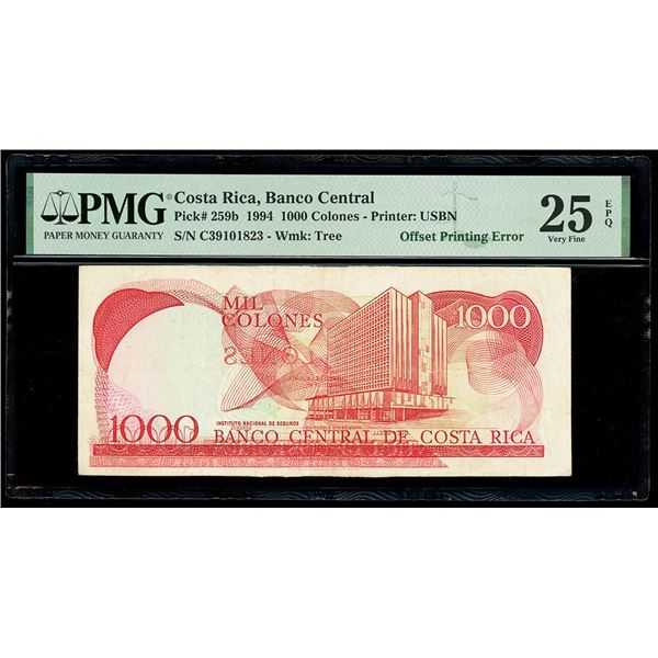 COSTA RICA, San José, Banco Central, 1000 colones, 20-4-1994, series C, serial C39101823, offset pri