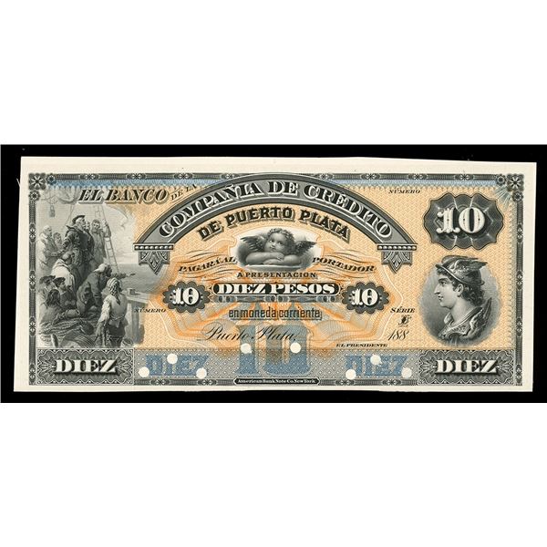 DOMINICAN REPUBLIC, Puerto Plata, Banco de la Compañía de Crédito de Puerto Plata, 10 pesos obverse 