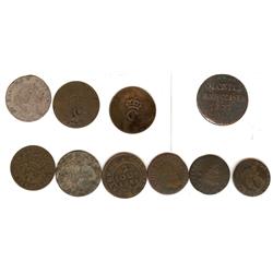 French Regime lot of 10 coins