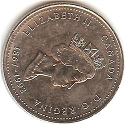 Canada 25 Cents 1992 Saskatchewan Rotated Die 90 degrees 