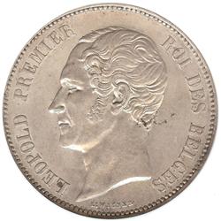 Belgium 5 Francs 1849 NGC AU58