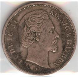 Germany Bavaria 5 Mark 1876D ICCS VF30