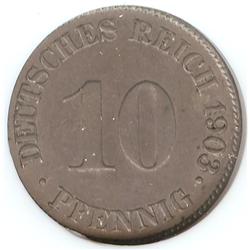 Germany 10 Pfennig 1903J NGC AU58