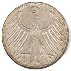 Germany 5 Mark 1957D NGC AU55