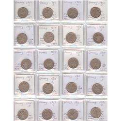 Germany lot of 20 1 Mark 1950-1975