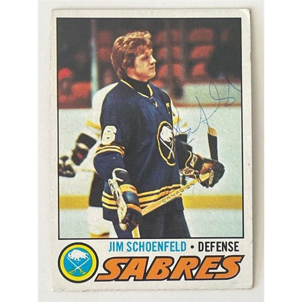 Buffalo Sabres Jim Schoenfeld 1977 Tops #108 signed trading card