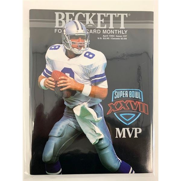 Troy Aikman Beckett Football Card Monthly Magazine April 1993 #37