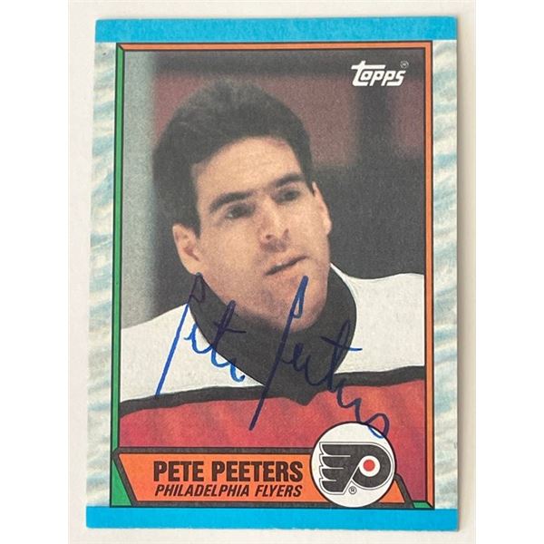 Philadelphia Flyers Pete Peeters 1989 Topps #195 signed trading card
