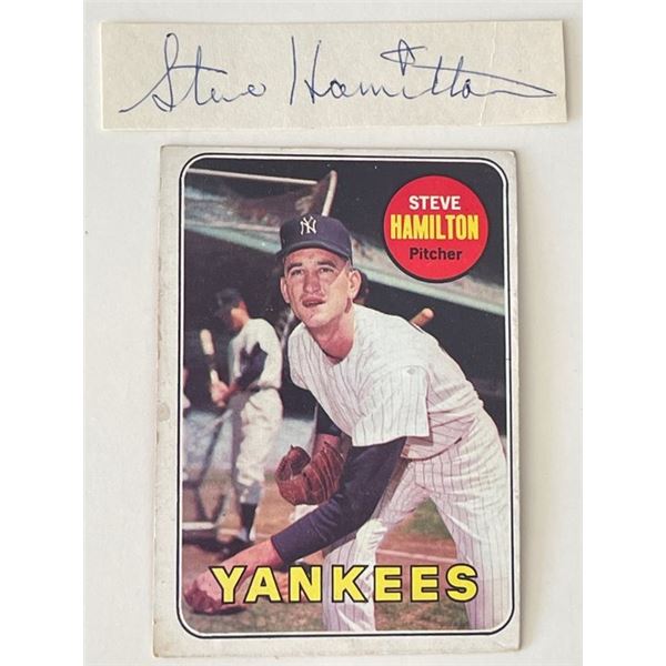 New York Yankees Steve Hamilton signed 1969 Topps #69 trading card