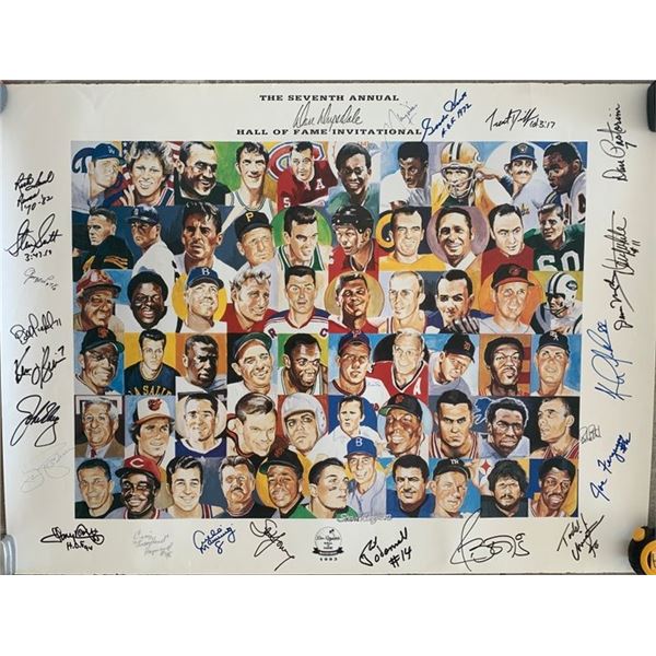 23 HOF signed 1993 Don Drysdale Hall Of Fame poster