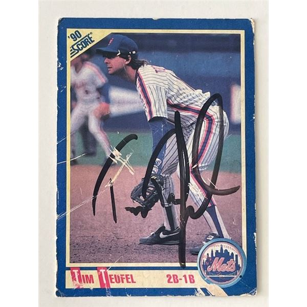 New York Mets Tim Teufel signed 1990 Score trading card