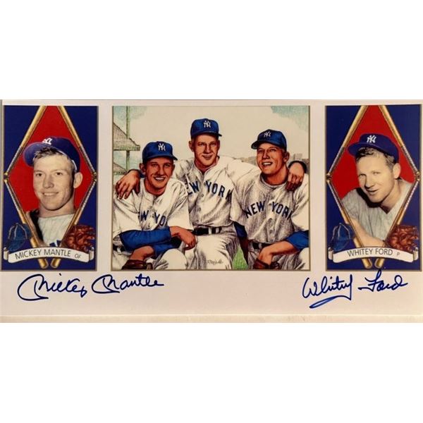 Mickey Mantle and Whitey Ford signed graphic card.