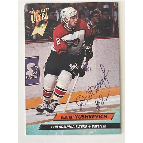 Philadelphia Flyers Dmitri Yushkevich 1992 Fleet #161 signed trading card