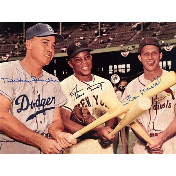 Willie Mays, Stan Musial and Duke Snider signed photo