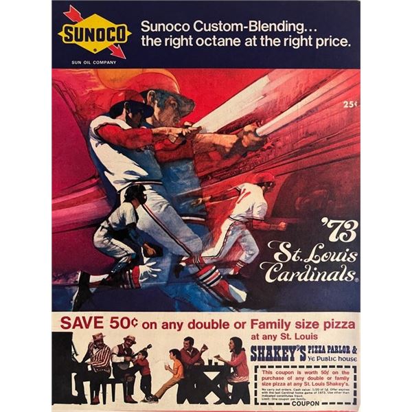 St Louis Cardinals 1973 scorecard. 8x11 inches