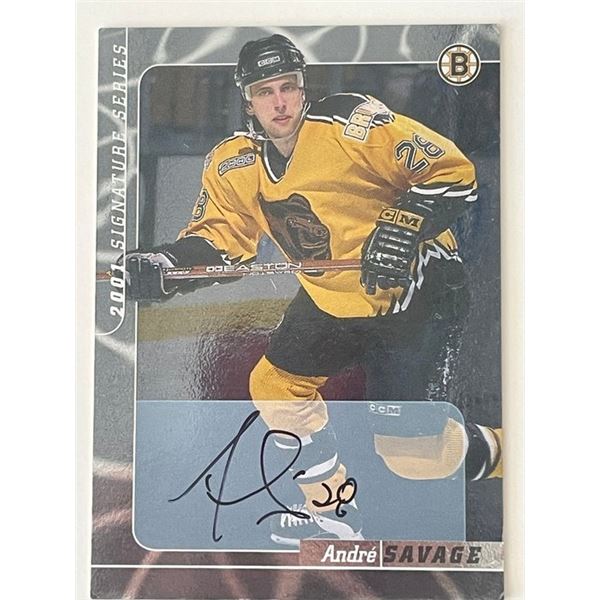 Boston Bruins Andre Savage 2000 In the Game #44 signed trading card