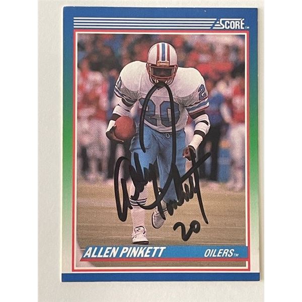 Houston Oilers Allen Pinkett 1990 Score #22 signed trading card