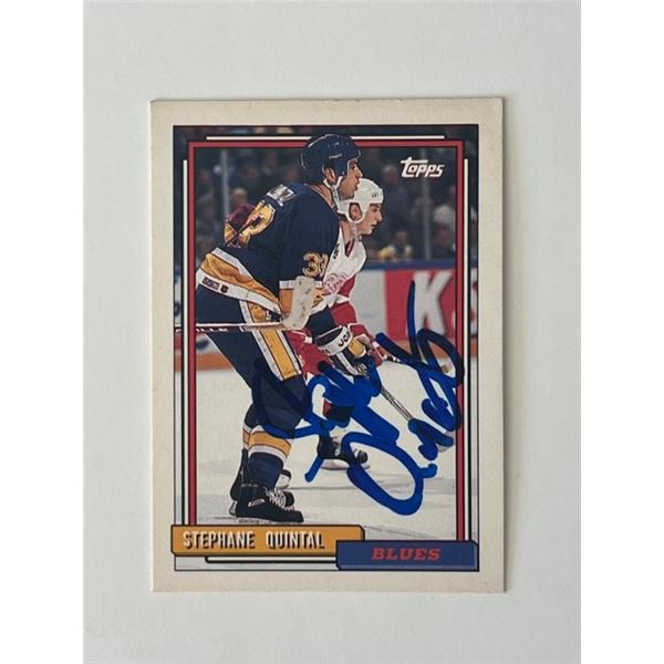 St. Louis Blues Stéphane Quintal 1992 Topps #484 signed trading card