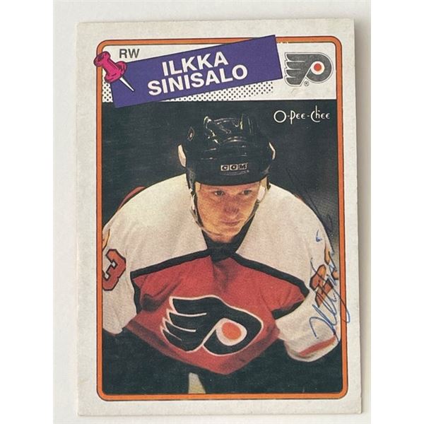 Philadelphia Flyers Ilkka Sinisalo 1988 O-Pee-Chee #111 signed trading card