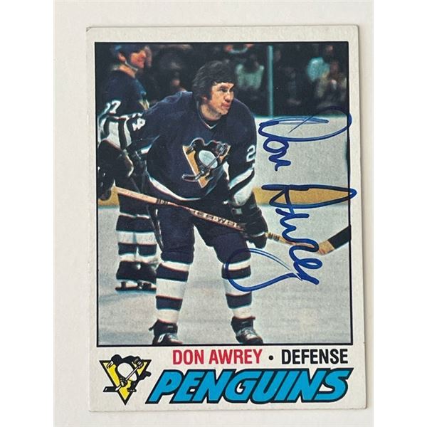 Pittsburgh Penguins Don Awrey 1977 Topps #137 signed trading card