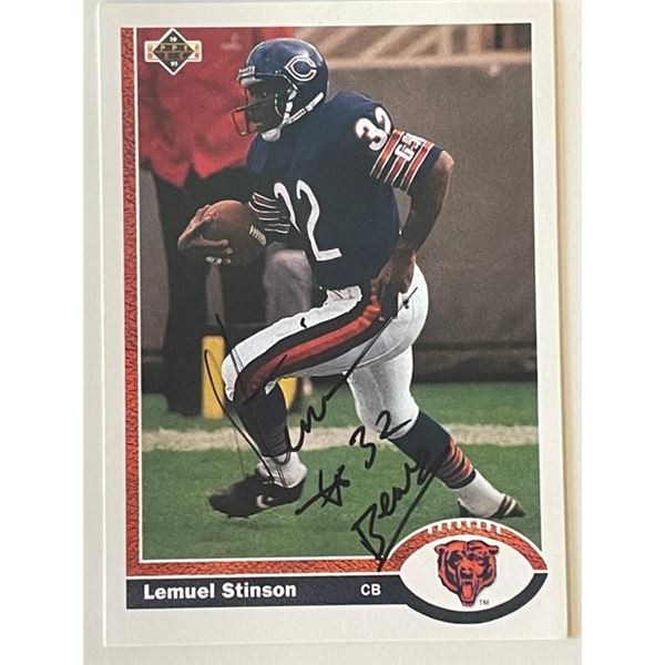 Chicago Bears Lemuel Stinson 1991 Upper Deck #339  signed trading card