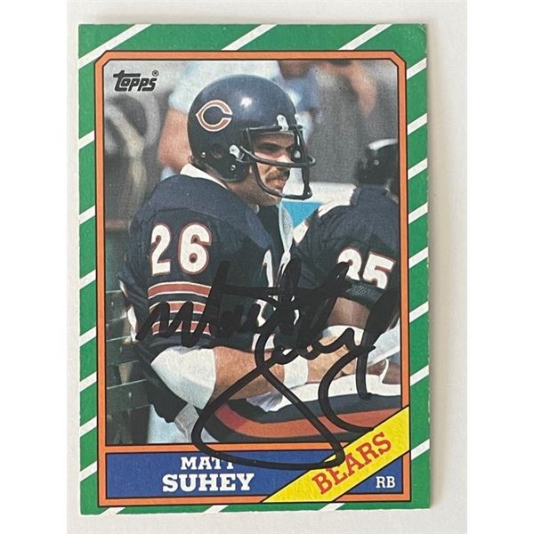Chicago Bears Matt Suhey signed 1986 Topps #12 trading card