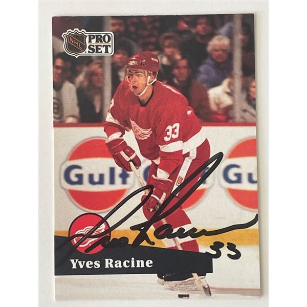 Detroit Red Wings Yves Racine 1991 Pro Set #54 signed trading card