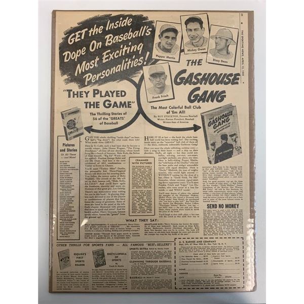 The Gashouse Gang Newspaper Advertisement. 1945