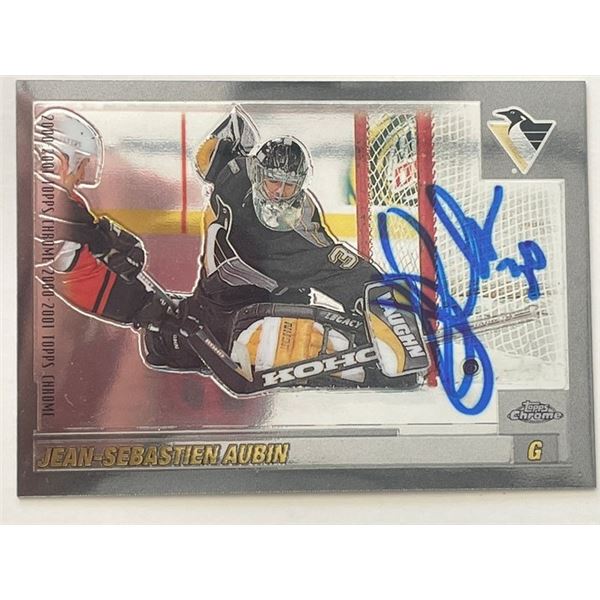 Pittsburgh Penguins Jean-Sébastien Aubin 2001 Topps Chrome #148 signed trading card