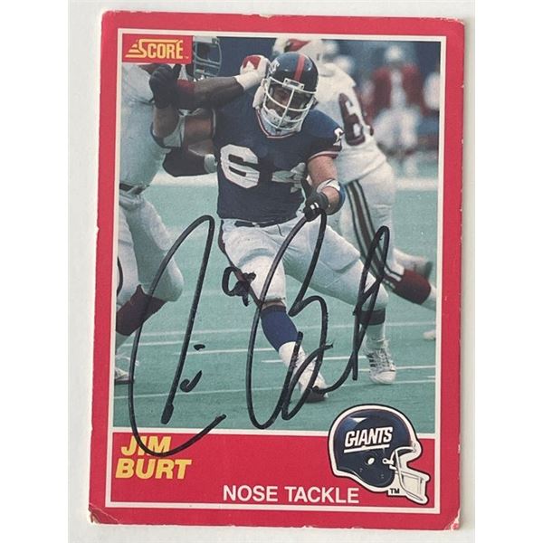 New York Giants Jim Burt 1989 Score #138 signed card