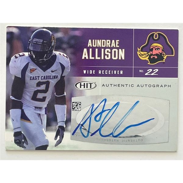 East Carolina Pirates  Aundrae Allison signed 2007 Sage Hit #22 trading card